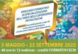 Partecipa al PERCORSO FORMATIVO DI SPECIALIZZAZIONE NELL'AREA DELLE DIPENDENZE PATOLOGICHE